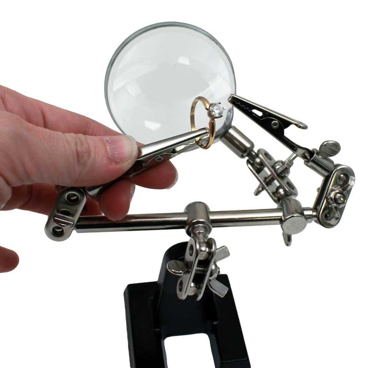 Double Third Hand with Magnifier Hands Free Work Holder Vise Clamp